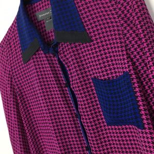 Jennifer Chun Silk herringbone blouse color block